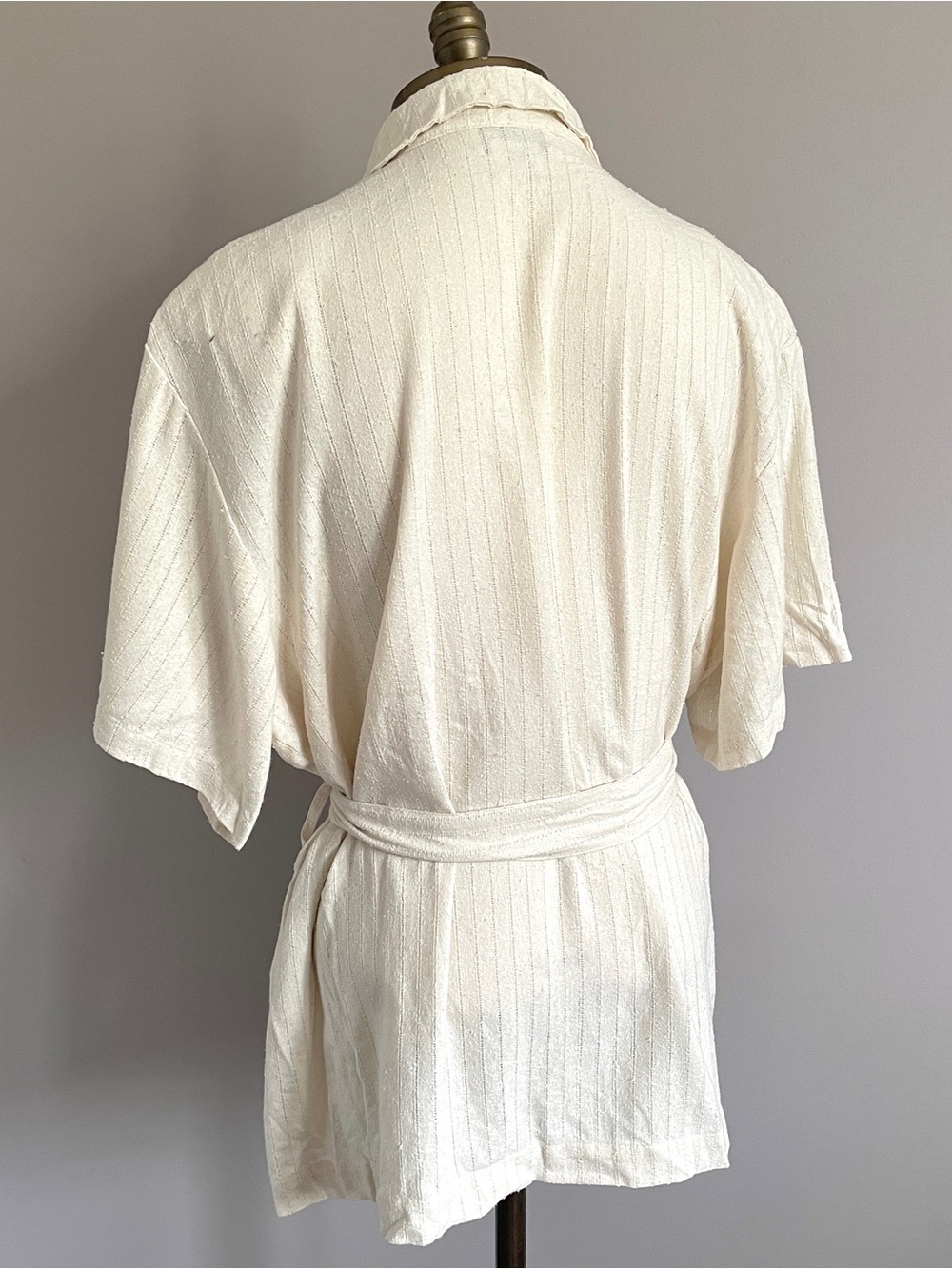 Vintage Raw Silk Short Sleeve Tunic Blouse Shirt - Large - Picture 8 of 11